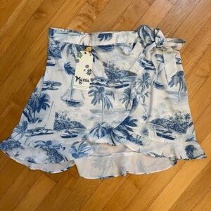 NWT Show Me Your Mumu Tropical Roam Ruffle Wrap Skirt Small
